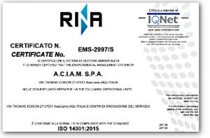 Certificazione ISO 14001:2015 ACIAM - Click per download pdf
